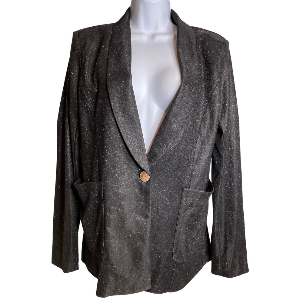 She La La Womens Sparkle Black Blazer Sz S Glittery Glam Holiday Party Going Out